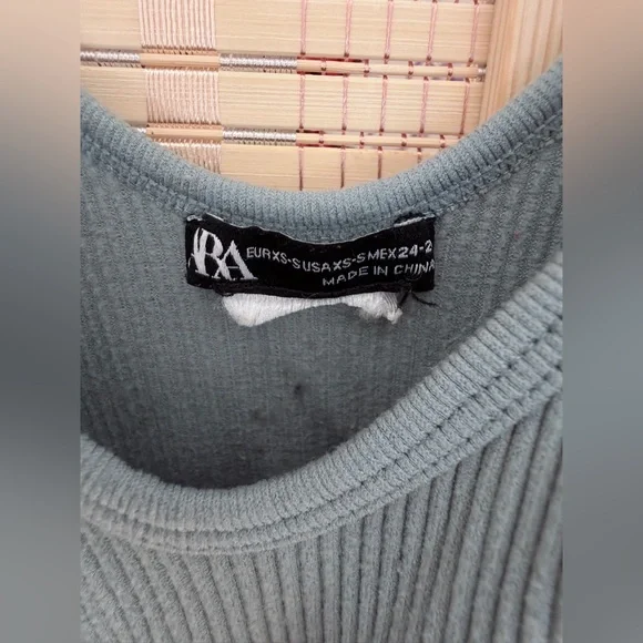 Zara Ribbed Top in Muted Blue - Picture 3 of 3